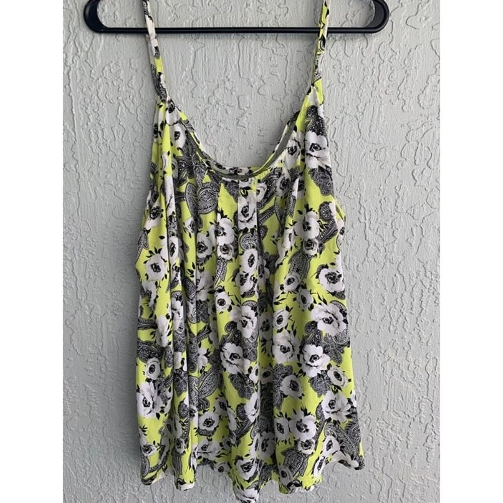 TORRID 3 Neon Yellow Flowers Tank Top
